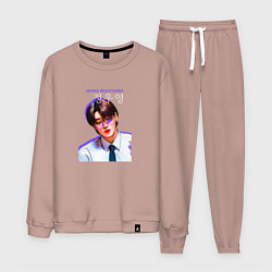 Костюм хлопковый мужской Jeong Wooyoung Ateez, цвет: пыльно-розовый
