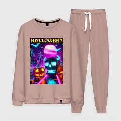 Костюм хлопковый мужской Minecraft and halloween- vaporwave, цвет: пыльно-розовый