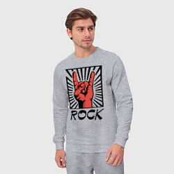 Костюм хлопковый мужской Rock - жест коза, цвет: меланж — фото 2