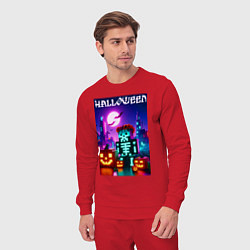 Костюм хлопковый мужской Pumpkin and skeleton - neon glow, цвет: красный — фото 2