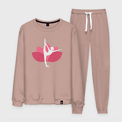 Костюм хлопковый мужской Йога - розовый лотос, цвет: пыльно-розовый