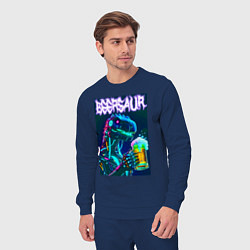 Костюм хлопковый мужской Neon cyber beersaur - neon glow fantasy, цвет: тёмно-синий — фото 2