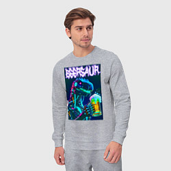 Костюм хлопковый мужской Neon cyber beersaur - neon glow fantasy, цвет: меланж — фото 2