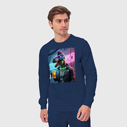 Костюм хлопковый мужской Dinosaur dude with a beer mug wearing headphones a, цвет: тёмно-синий — фото 2