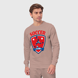 Костюм хлопковый мужской Sport soccer club, цвет: пыльно-розовый — фото 2