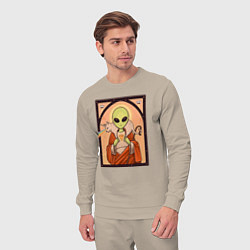 Костюм хлопковый мужской Пришелец и кот-единорог, цвет: миндальный — фото 2