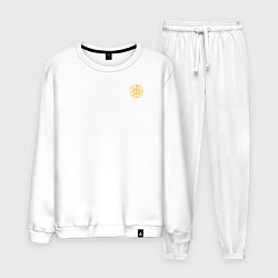 Костюм хлопковый мужской Сокрушу пред ним врагов его малая хризма желтая, цвет: белый