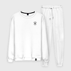 Костюм хлопковый мужской Мы русские с нами Бог Герб черный на узорном флаге, цвет: белый