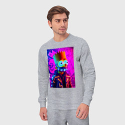 Костюм хлопковый мужской Барт Симпсон в респираторе - неоновое свечение, цвет: меланж — фото 2