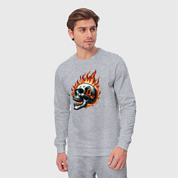 Костюм хлопковый мужской Череп в огне, цвет: меланж — фото 2