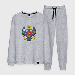 Костюм хлопковый мужской Двуглавый орёл герб, цвет: меланж