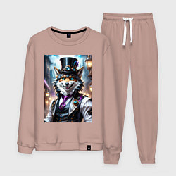 Костюм хлопковый мужской Стимпанк волк, цвет: пыльно-розовый