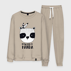 Костюм хлопковый мужской Wild panda, цвет: миндальный