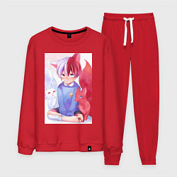 Костюм хлопковый мужской Моя геройская академия Сёто Тодороки лисы, цвет: красный