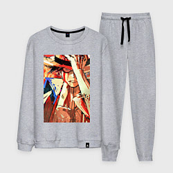 Костюм хлопковый мужской Ван-Пис Луффи Монки арт, цвет: меланж