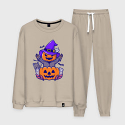 Костюм хлопковый мужской Привидение тыква, цвет: миндальный