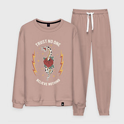 Костюм хлопковый мужской Никому не доверяйте y2k, цвет: пыльно-розовый