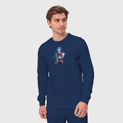 Костюм хлопковый мужской Джинкс из мультфильма Аркейн, цвет: тёмно-синий — фото 2