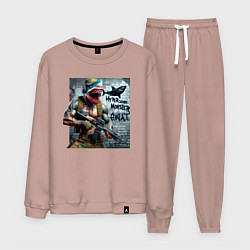 Костюм хлопковый мужской Hyper shark monster swat - ai art fantasy, цвет: пыльно-розовый