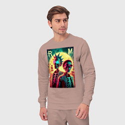 Костюм хлопковый мужской Rick and Morty cool skeletons, цвет: пыльно-розовый — фото 2