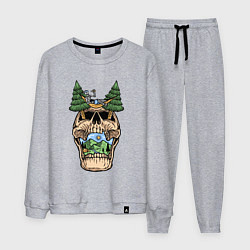 Костюм хлопковый мужской Skull nature vibe, цвет: меланж