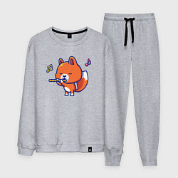 Костюм хлопковый мужской Лисичка с флейтой, цвет: меланж