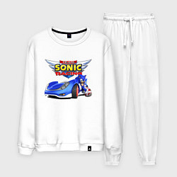 Костюм хлопковый мужской Cool hedgehog - Sonic racing team, цвет: белый