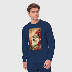 Костюм хлопковый мужской Doge meme - japan style, цвет: тёмно-синий — фото 2