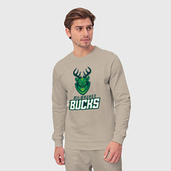 Костюм хлопковый мужской Milwaukee Bucks NBA, цвет: миндальный — фото 2