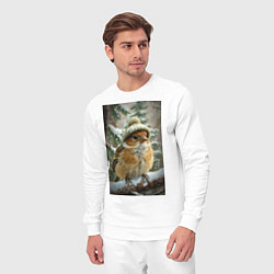 Костюм хлопковый мужской Воробей в шапке, цвет: белый — фото 2