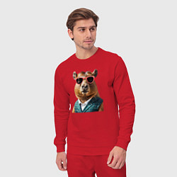 Костюм хлопковый мужской Капибара в жилетке, цвет: красный — фото 2