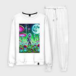 Костюм хлопковый мужской Морти потерял Рика на мухоморной планете, цвет: белый