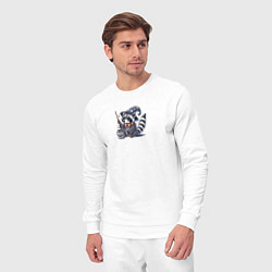 Костюм хлопковый мужской Енот колдует Гарри Поттер пародия, цвет: белый — фото 2