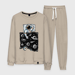 Костюм хлопковый мужской Космический сон, цвет: миндальный