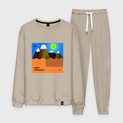 Костюм хлопковый мужской Ночные горы, цвет: миндальный