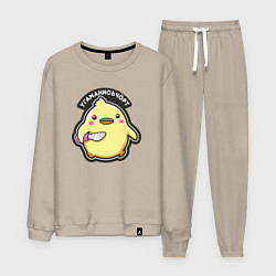 Костюм хлопковый мужской Утка хулиган, цвет: миндальный