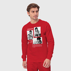 Костюм хлопковый мужской Jungkook bts black-white, цвет: красный — фото 2