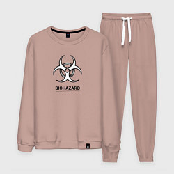 Костюм хлопковый мужской Biohazard черно белый, цвет: пыльно-розовый