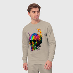 Костюм хлопковый мужской Череп в краске, цвет: миндальный — фото 2