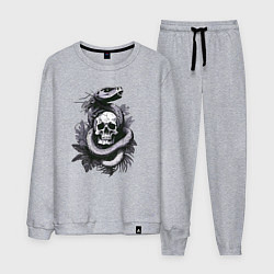 Костюм хлопковый мужской Змея обвивающая череп, цвет: меланж