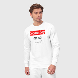 Костюм хлопковый мужской Sigma boy roblox face - gaming meme collab, цвет: белый — фото 2