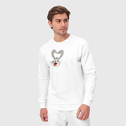 Костюм хлопковый мужской Багз Банни поцелуй - парные зайцы, цвет: белый — фото 2