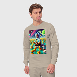 Костюм хлопковый мужской Рик Санчес медитирует на утиной планете - нейроарт, цвет: миндальный — фото 2