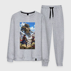 Костюм хлопковый мужской Битва героев, цвет: меланж
