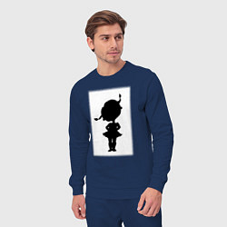 Костюм хлопковый мужской Силуэт поцелуй она - для пары, цвет: тёмно-синий — фото 2