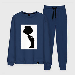 Костюм хлопковый мужской Силуэт поцелуй он - для пары, цвет: тёмно-синий