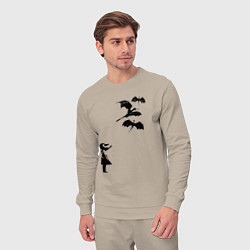 Костюм хлопковый мужской Девочка и дракончики, цвет: миндальный — фото 2