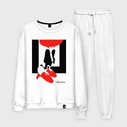 Костюм хлопковый мужской Девушка в красной шляпе, цвет: белый