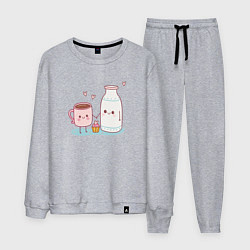 Костюм хлопковый мужской Кофе с молоком, цвет: меланж