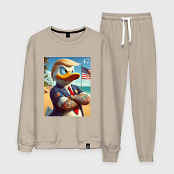 Костюм хлопковый мужской Donald Trump Duck - meme, цвет: миндальный